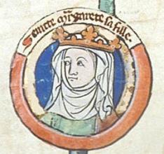 Saint Margaret was Queen of Scotland from 1070-1093 (image from a medieval family tree)